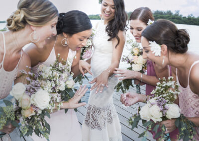 Bridesmaids admiring Bride's Bling